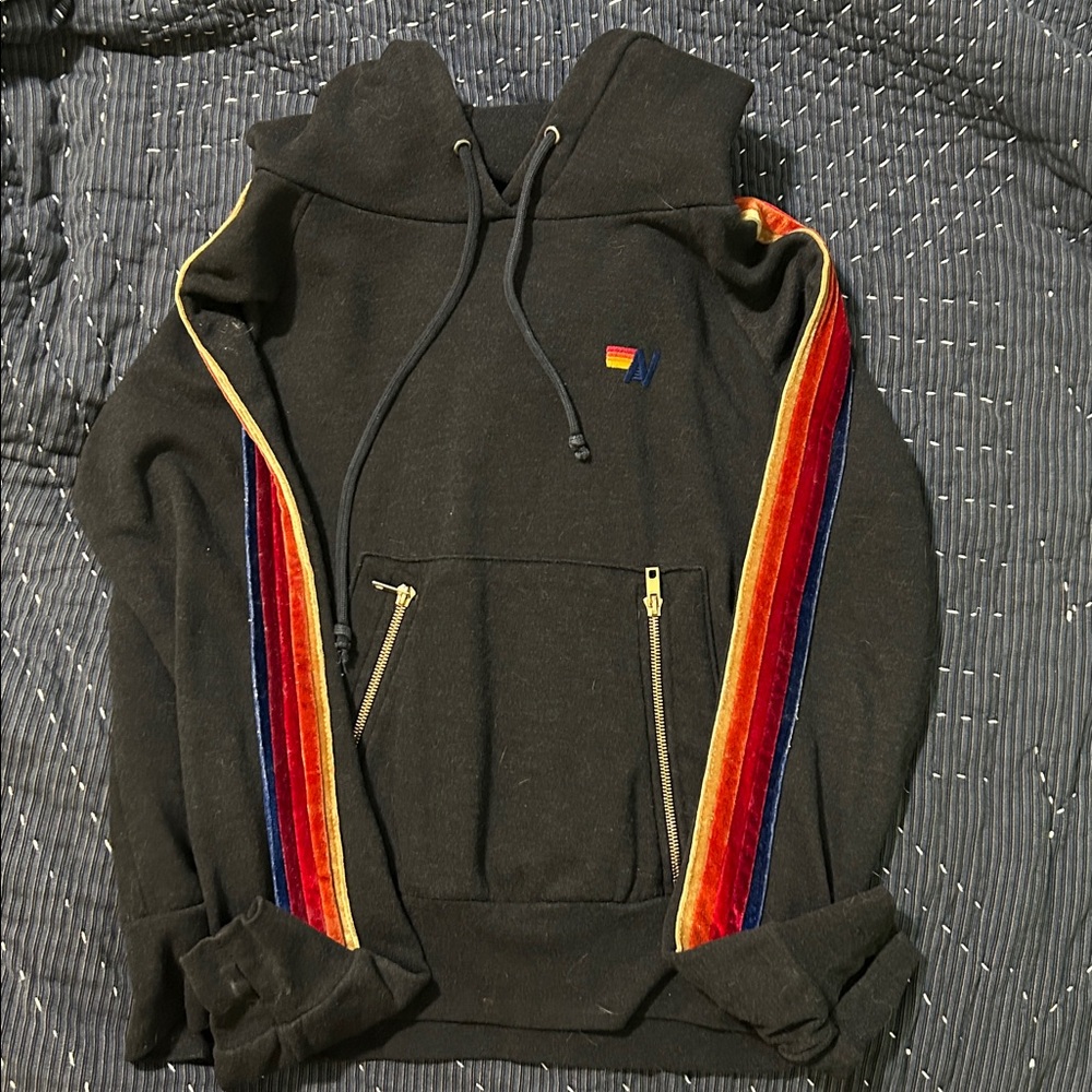Aviator Nation Black Hoodie with Colorful Logo